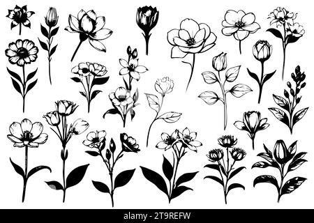 wedding flower arrangements logo hand drawn design concept template ...