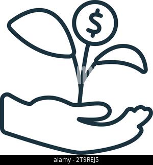 Microfinance outline icon. Monochrome simple sign from charity and non-profit collection. Microfinance icon for logo, templates, web design and Stock Vector