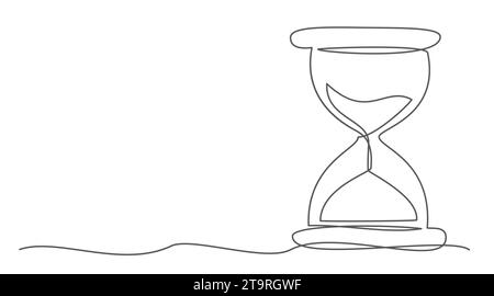 Hourglass background One line drawing on white background Stock Vector