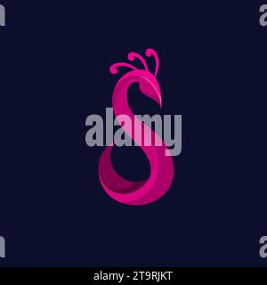 S Peacock Logo Simple and clean design Stock Vector