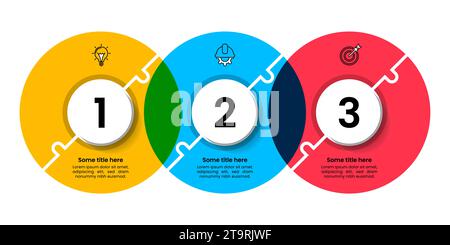 Infographic template with icons and 3 options or steps. Connected circles. Can be used for workflow layout, diagram, banner, webdesign. Vector illustr Stock Vector