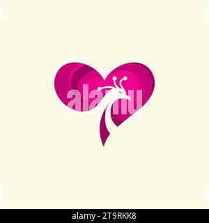 Love Peacock Logo Simple Design. Peacock Vector Illustration Stock Vector