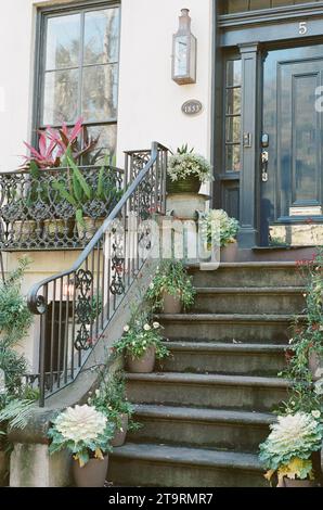 Beautiful home front on Jones street in Savannah Stock Photo