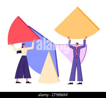 Business team pieced together pie charts together Stock Vector