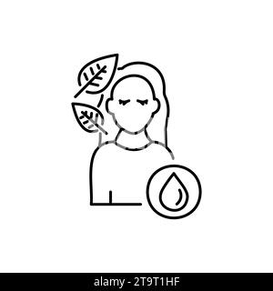 Natural cosmetics for all types skin black line icon. Organic eco product sign. Beauty industry. Chemicals free. Pictogram for web page, mobile app, p Stock Vector