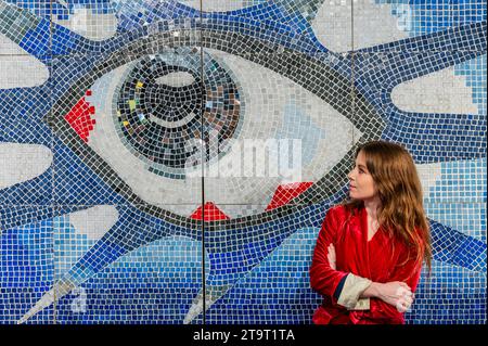 London, UK. 27th Nov, 2023. The 'Psychedelic Eye' Mosaic Commissioned By John Lennon For His Swimming Pool At His Kenwood Home, Estimate: Refer to Department - A preview of the Rock, Pop & Film sale at Bonhams Knightsbridge, London. The sale itself will take place on Wednesday 29 November in Knightsbridge. Credit: Guy Bell/Alamy Live News Stock Photo