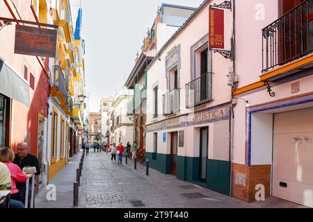 Calle Alfareria in Barrio Triana,Seville, Andalusia, Spain Stock Photo