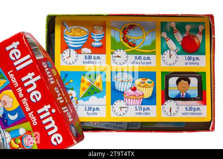 Tell the time, learn the time lotto fun learning games for children age 5-9 from Orchard Toys Stock Photo