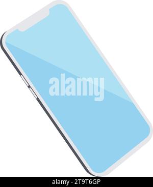 Minimalistic illustration of cell phone. Smartphone side view. Mockup generic device. Template for infographics or presentation UI design interface. V Stock Vector