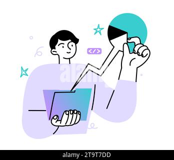 Person works and analyzes data Stock Vector