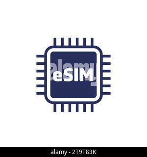 eSIM card icon on white Stock Vector