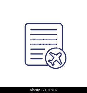 flight documents line icon, vector Stock Vector