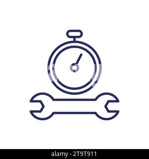 fast repair line icon with a wrench Stock Vector