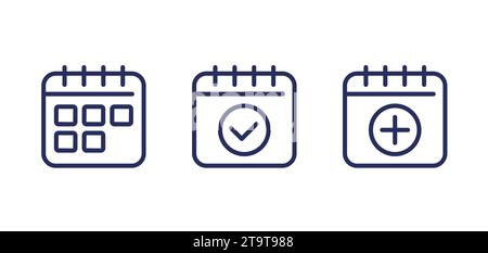 calendar and schedule icons, line vector Stock Vector