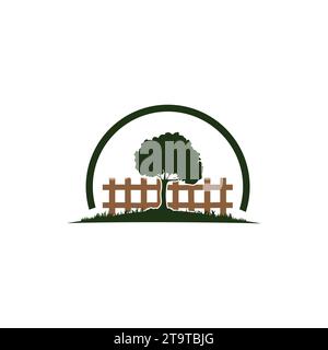 Fence logo design, landscaping wooden fence logo illustration design template.EPS 10 Stock Vector