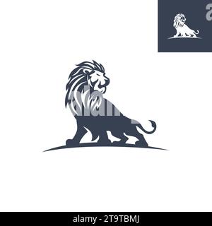 Lion logo lion icon company logo design strength and power symbol vector image in flat style Stock Vector