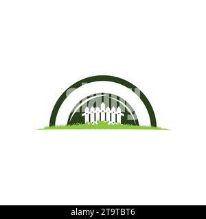 Fence logo design, landscaping wooden fence logo illustration design template.EPS 10 Stock Vector