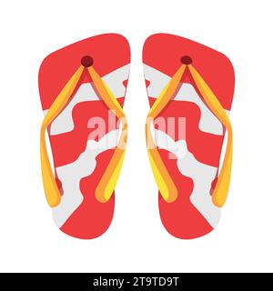 Flat style illustration of red flip flops icon for web design elements Stock Vector