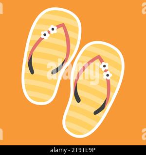 Flat illustration of flip flops icon for web and summer theme concept Stock Vector