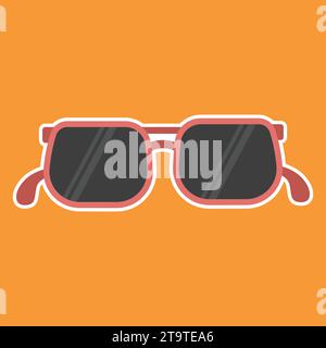 Sunglasses icon in flat style on orange background. Vector illustration. Stock Vector