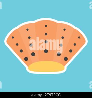 Seashell flat icon on blue background  vector illustration for summer design element Stock Vector