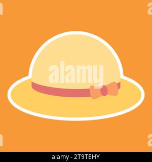 Hat icon in flat style on a blue background. Vector illustration Stock Vector