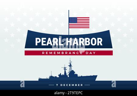 Pearl Harbor attack memorial background - Pearl Harbor  Remembrance Day white background. Vector Illustration Stock Vector