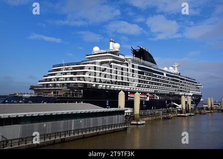 MSC Explora 1 Cruise Ship or Luxury Cruiser Moored on the Waterfront, Port or Pier Head Liverpool UK Stock Photo