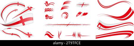 England flag set elements, vector illustration on a white background Stock Vector