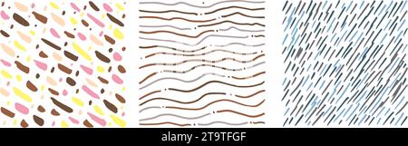 Small dash pattern Dotted lines texture. Candi chocolate color vector hatching doodle organic shapes. Short line dashes Brush hand drawn random Stock Vector