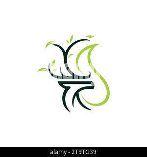 Deer Nature Logo Combination Deer and Growth Tree Stock Vector