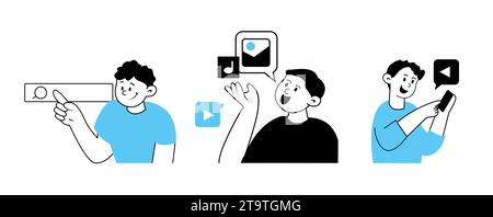 Social media, blogging, content creation and sharing concept Stock Vector
