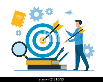 Vector of a young student man sets up his study goals Stock Vector