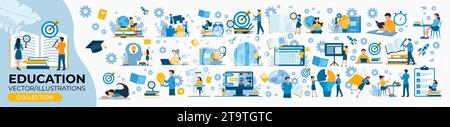 Education, distance learning concept vector illustration set Stock Vector