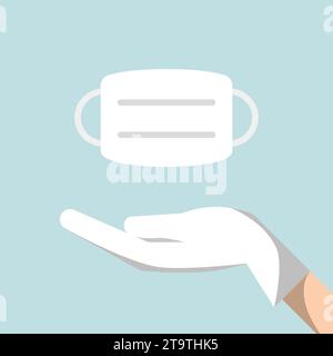 Hand presenting face mask, icon vector for logo Stock Vector