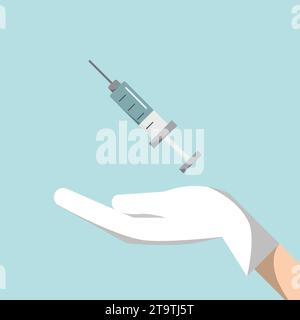 Hand presenting Syringe icon vector for logo Stock Vector