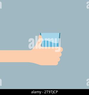 Hand holding a cup of water. Vector icon Stock Vector