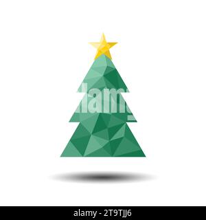 Polygon Christmas Tree Icon on white background Stock Vector