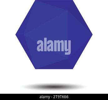 Polygon Blue Hexagon Icon on white background Stock Vector