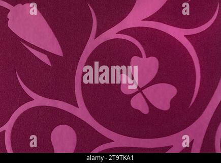 violet with pink flowers fantasy pattern wallpaper background texture Stock Photo