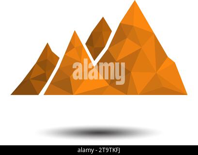 Polygon Mountain with autumn colors Icon on white background Stock Vector