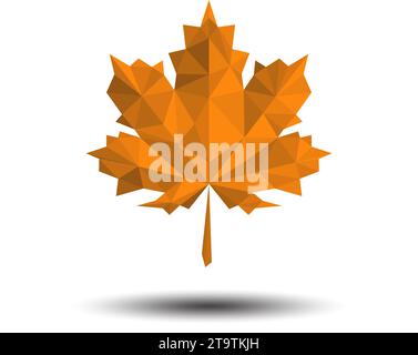 Polygon Maple leaf, autumn Icon on white background Stock Vector