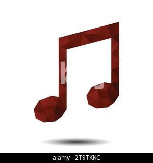 Polygon Music Eighth Note Icon on white background Stock Vector