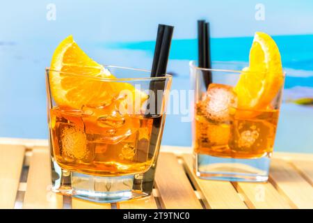 Aperol Spritz Glass with Orange Slice · Creative Fabrica