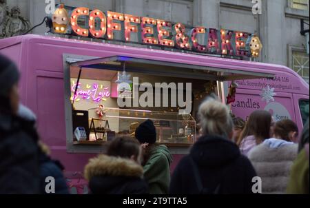 Coffee & Cake mobile van in the High Street, Colchester, Essex. Stock Photo