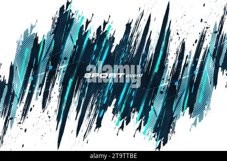 Abstract Blue Brush Background with Halftone Style. Grunge Sport Banner ...