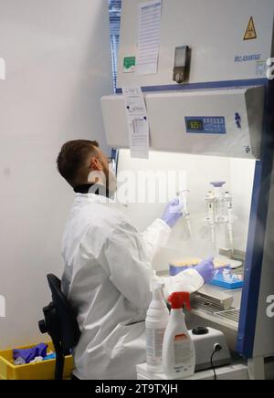 Paris, France. 27th Nov, 2023. Laboratory and researcher illustration of Paris Biothec Sante for start-ups in Paris, France, on November 27, 2023. Photo by Vernier/JBV NEWS/ABACAPRESS.COM Credit: Abaca Press/Alamy Live News Stock Photo