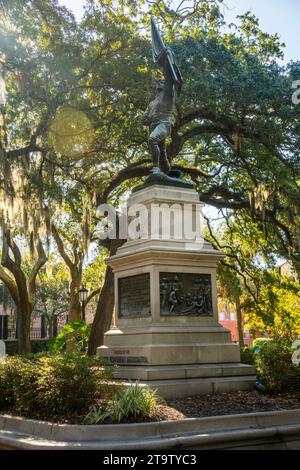 William Jasper monument in Madison Square in Savannah Georgia Stock Photo