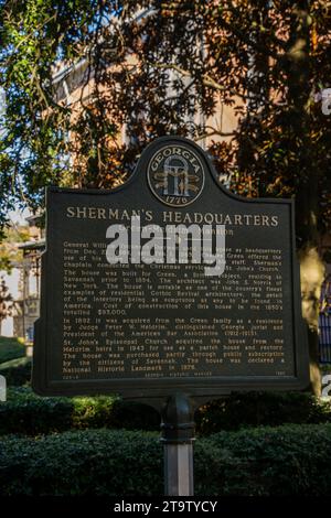 Shermans Headquarters Green Meldrim Mansion in Savannah Georgia Stock Photo