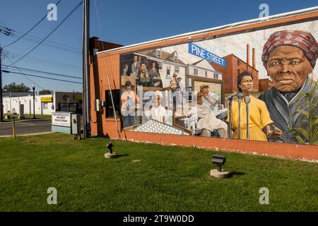Harriet Tubman public tribute mural on the side of a building in ...